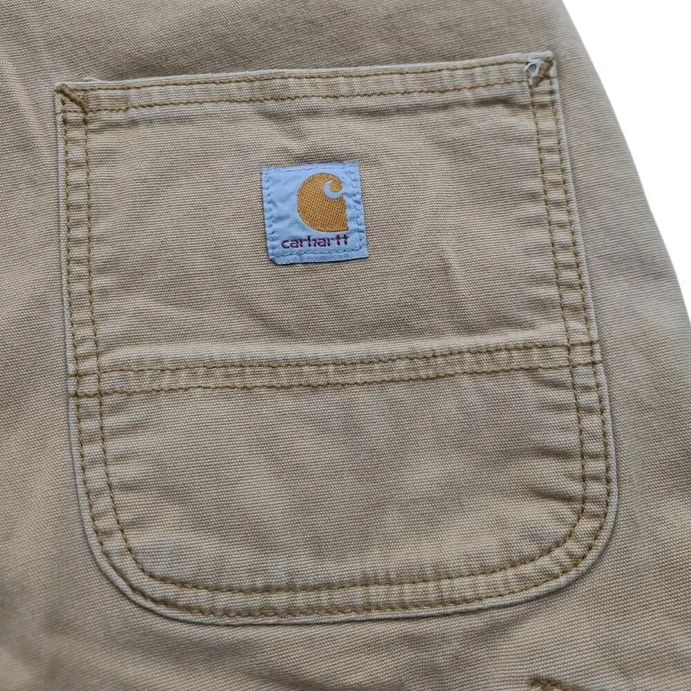 Carhartt Relaxed Fit Work Shorts Tan Canvas Carpenter Utility Size 48